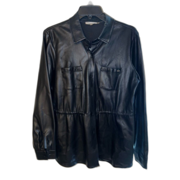 Calvin Klein Black Faux Leather Jacket Women’s - Picture 1 of 4
